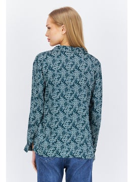 Women Notched Collar Floral Print Shirt, Green - pzsku/ZF40F707765DD3CE92ABFZ/45/_/1734963385/4eaed188-433d-48a7-92fb-85a41a7094f9