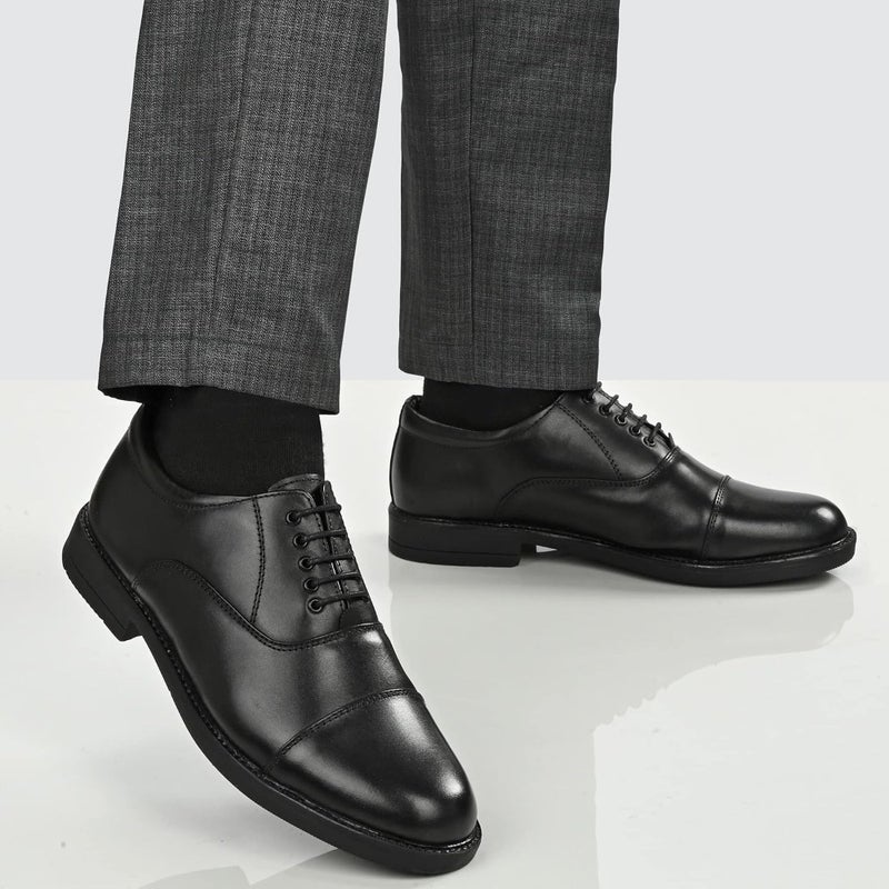 Men BWD 240 Leather Formal Shoes for office wear, genuine leather, black, slip-resistant sole and cushioned insole - Image 2