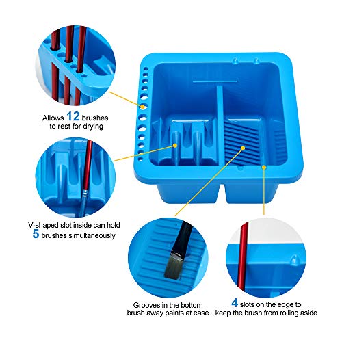 MyLifeUNIT Paint Brush Cleaner, Paint Brush Holder and Organizers for Acrylic, Watercolor, and Water-Based Paints (Blue) - Image 3