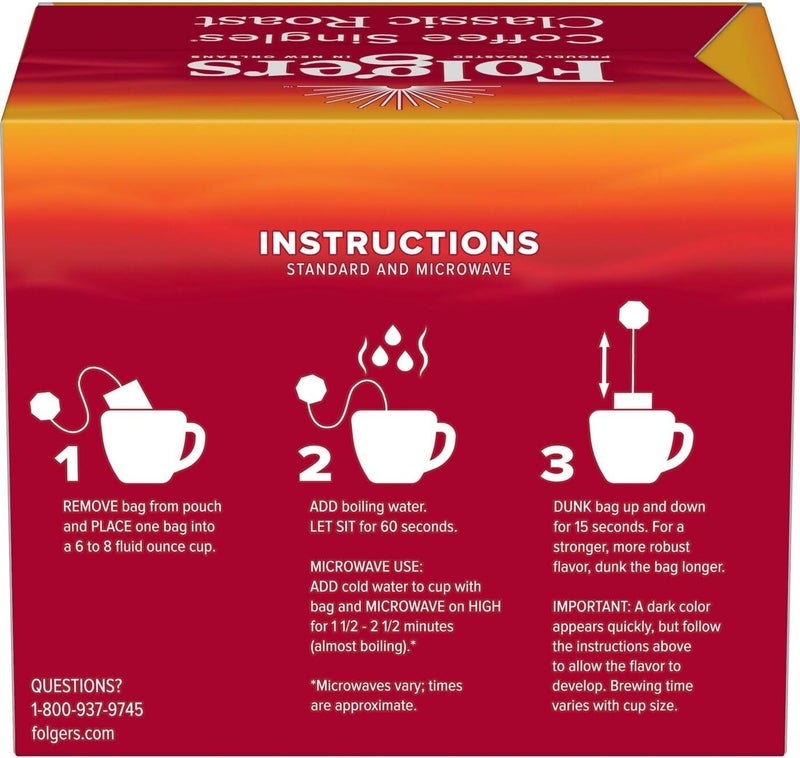 Folgers Coffee Singles Classic Roast Medium Roast Coffee, 19 Count (Pack of 12) - Image 4