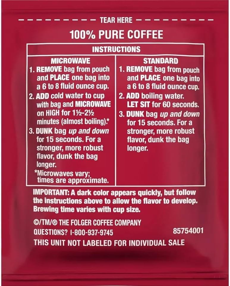 Folgers Coffee Singles Classic Roast Medium Roast Coffee, 19 Count (Pack of 12) - Image 2