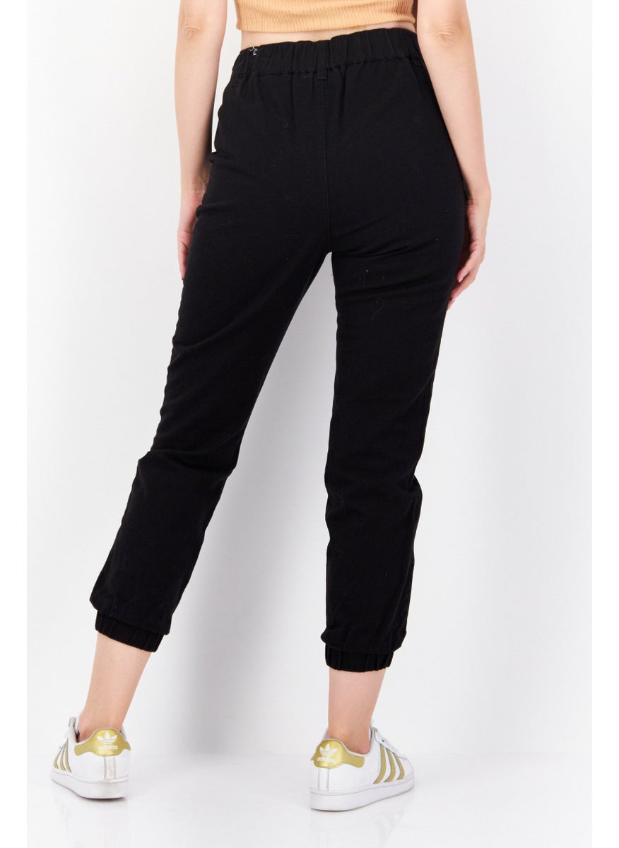 Don't Call Me Jennyfer - Women Regular Fit Plain With Metal Chain Jogger Pants, Black - Image 1