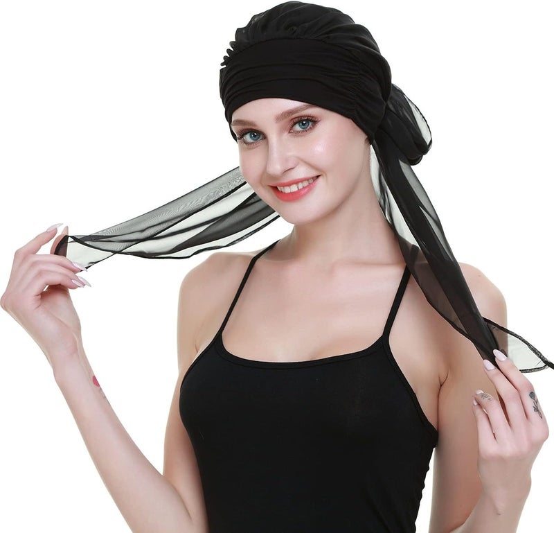 FocusCare Chemo Headwear Turbans for Women Long Hair Head Scarf Headwraps Cancer Hats - Image 1