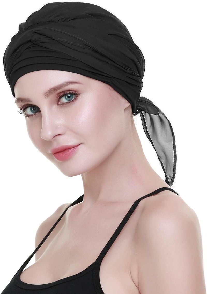 FocusCare Chemo Headwear Turbans for Women Long Hair Head Scarf Headwraps Cancer Hats - Image 4