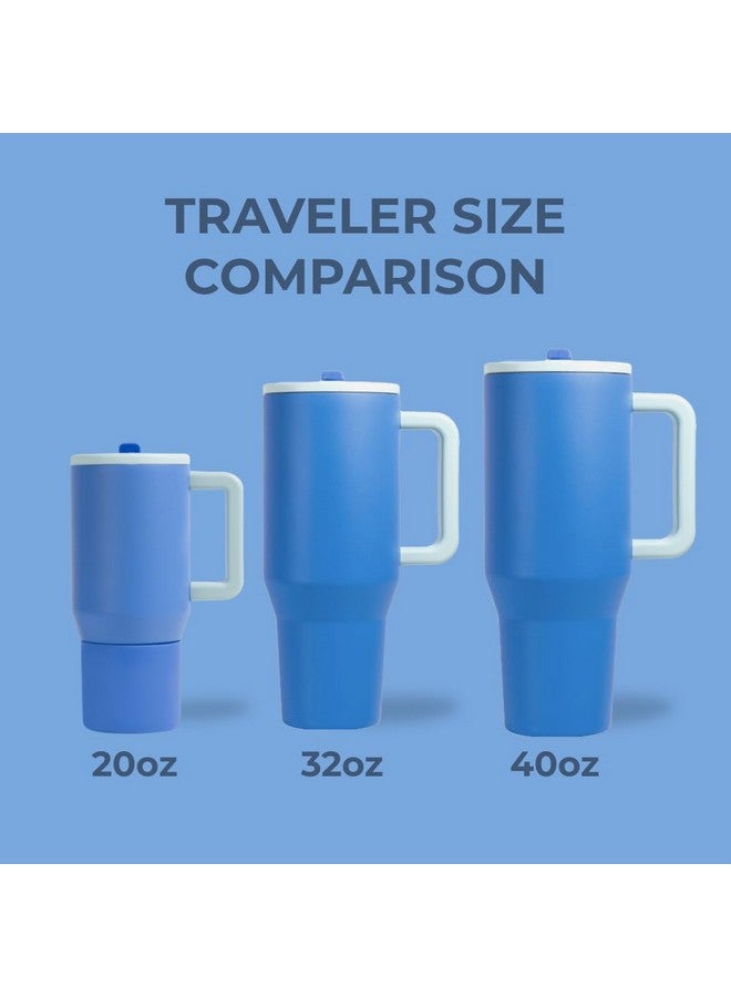 HydroJug HydroJug Traveler - 40 oz Water Bottle with Handle & Flip Straw - Fits in Cup Holder, Leak Resistant Tumbler-Reusable Insulated Stainless Steel & Rubber Base - Gifts for Women & Men, Riptide - Image 3