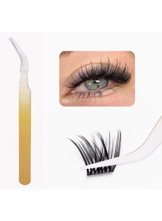 100 PCS Self-Adhesive Eyelashes Clusters Kit – D Curl, Pre-Glued – DIY False Eyelashes with Tweezers for Beginners – Press-On Glueless Lash Extension Kit – 10-16mm – No Glue, No Remover, No Residue - view 2