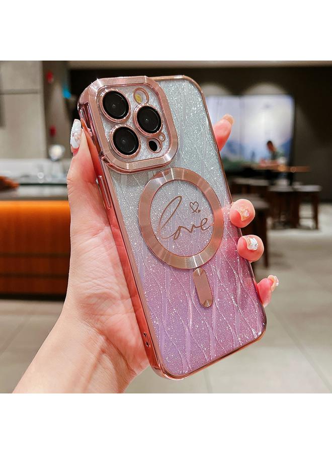 Zaboon Case For iPhone 12 Pro Dual-Love Leaves Gradient Glitter Magsafe TPU Phone Case - Image 1