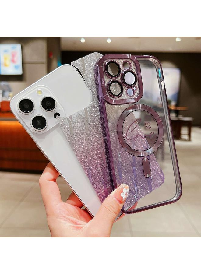 Zaboon Case For iPhone 12 Pro Dual-Love Leaves Gradient Glitter Magsafe TPU Phone Case - Image 3