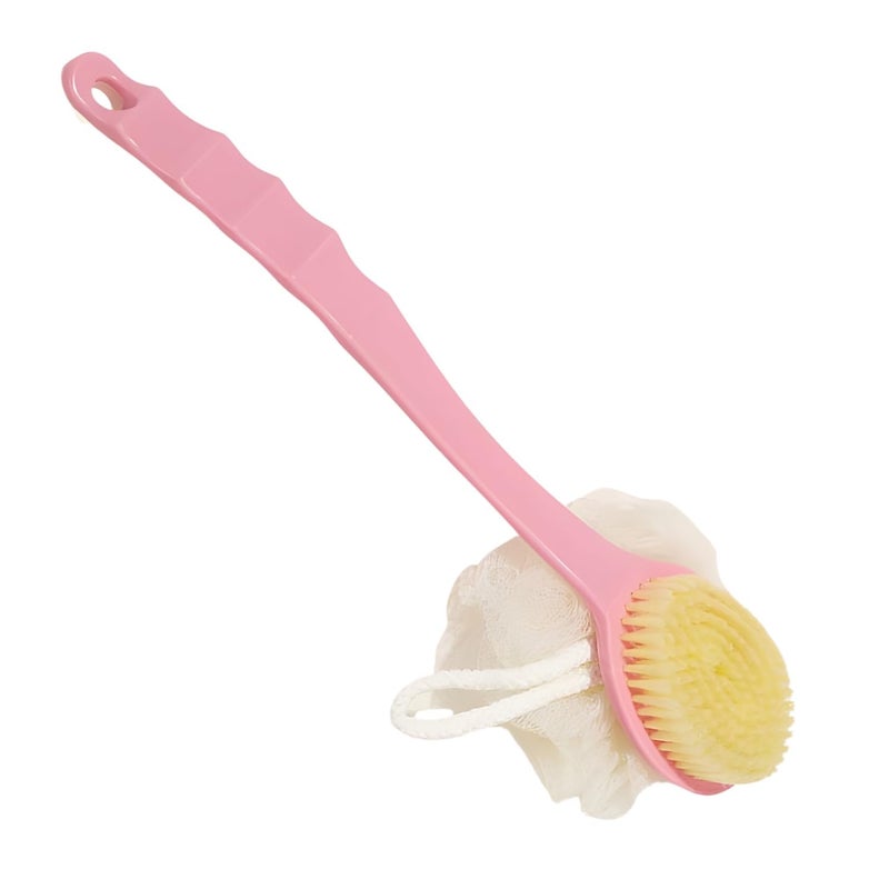 ARUP 2 in 1 loofah with Handle Back Scrubber Bath Brush with Soft Comfortable Bristles and Loofah with Long Handle - Double Sided Bath Brush Scrubber (Multi Colors) - Image 1