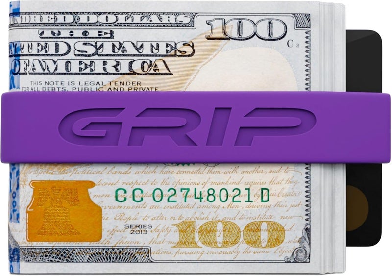 Grip Money Bands (Pack of 3) - PURPLE - Premium Silicone Band for Cash & Cards - Slim & Durable Design - Image 3