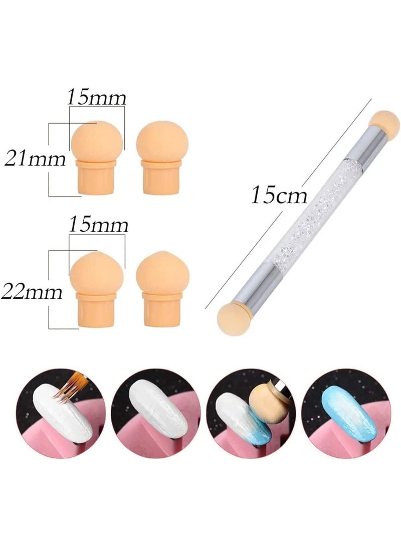 ChicAbode 13 Pcs Set Nail Brushes, Nail Art Brush Pens, Gradient Acrylic Brush Set, Double Ended Sponge Nail Art Pens, UV Gel Flower Drawing Pen, Nail Art Polishing Pen Tool - Image 4