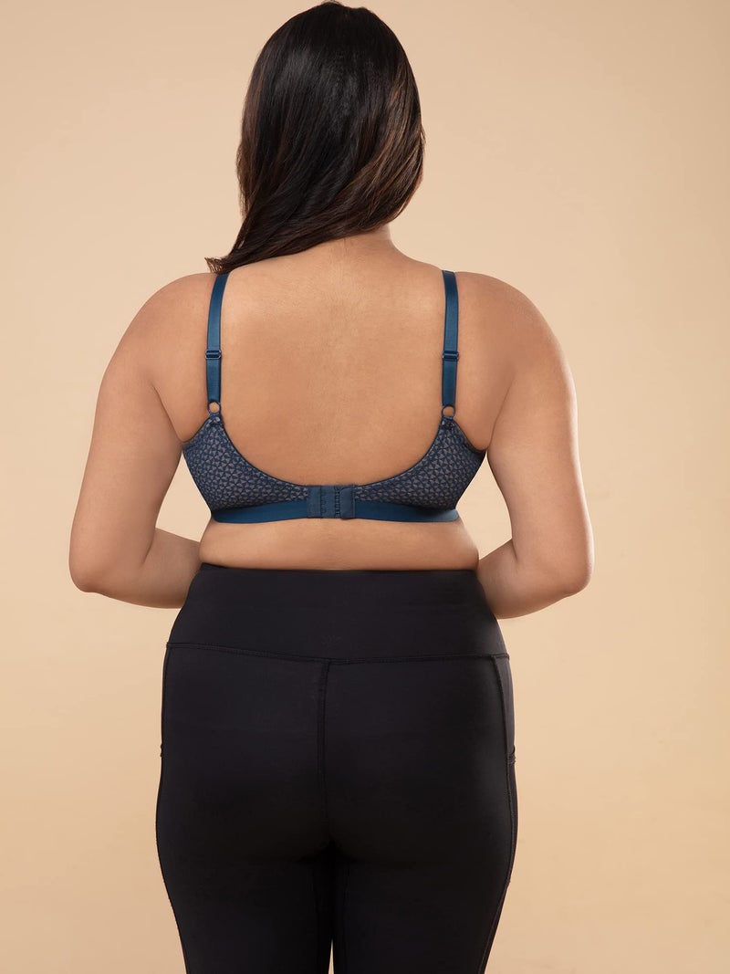 NYKD Everyday Textured Lace Support Bra for Women Daily Use Non-Padded, Wired, Full Coverage Bra, NYB140, Dark Blue, 40E, 1N - Image 4