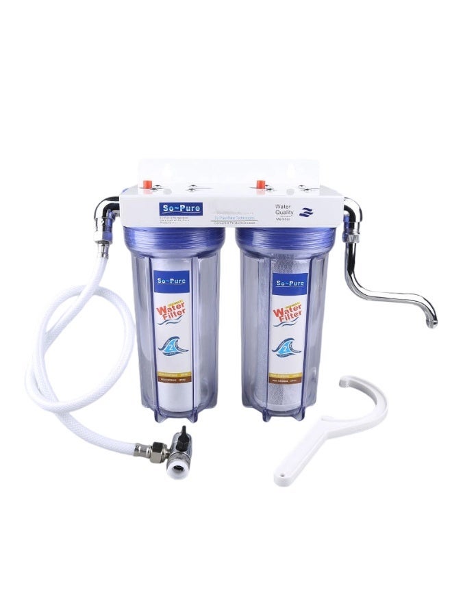 So-Pure 2 Stage Water Purification System with Dedicated Chrome Tap, Hose & Fittings – Sediment + Carbon Block Filter, Wall Mount/Counter Top, for Drinking, Cooking, Coffee & Tea – Home & Office - Image 1