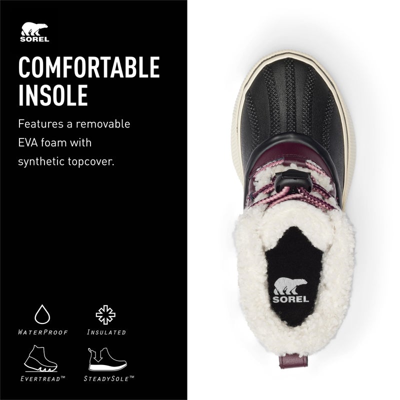 SOREL Children's Out N About lV Chillz Waterproof Boot - Epic Plum, Black - 5 - Image 4
