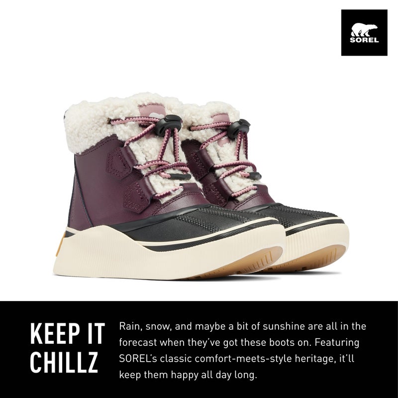 SOREL Children's Out N About lV Chillz Waterproof Boot - Epic Plum, Black - 5 - Image 2