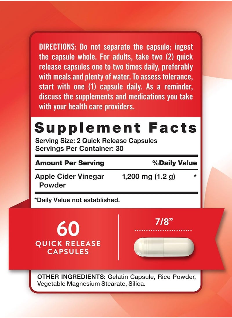 Nature's Truth Apple Cider Vinegar, 1200 mg - 60 Quick Release Capsules  - Image 2