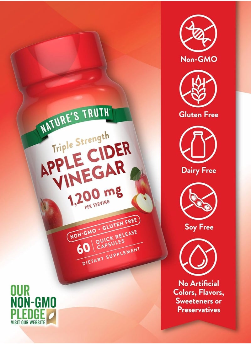 Nature's Truth Apple Cider Vinegar, 1200 mg - 60 Quick Release Capsules  - Image 3