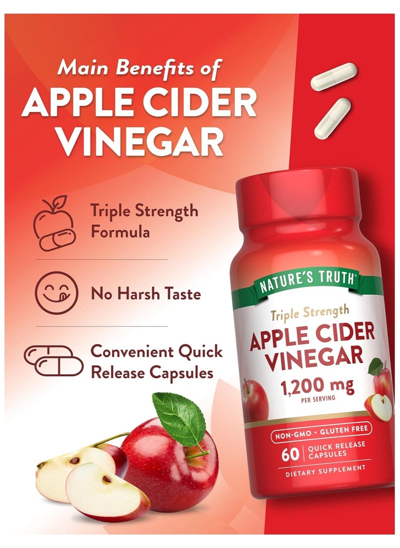 Nature's Truth Apple Cider Vinegar, 1200 mg - 60 Quick Release Capsules  - Image 4