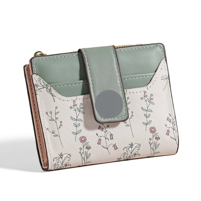 Cute Floral Mini Wallet For Teen Girls Student ID Card Holder Light Blue - Image 2