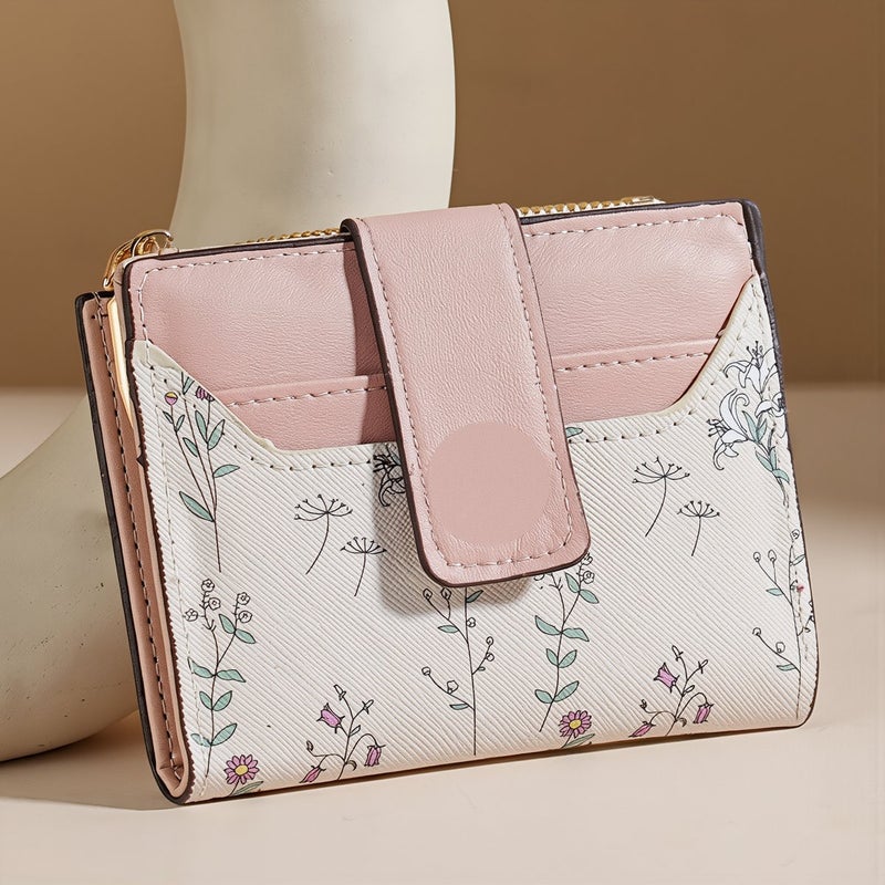 Cute Floral Mini Wallet For Teen Girls Student ID Card Holder Light Blue - Image 3