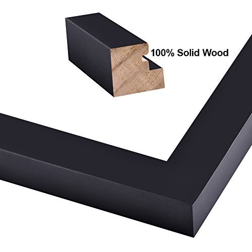 RPJC إطارات صور RPJC 11 × 14 مصنوعة من الخشب الصلب وزجاج عالي الدقة لعرض الصور 8 × 10 مع إطار أو 11 × 14 بدون إطار للتعليق على الحائط إطار صور أسود - Image 2
