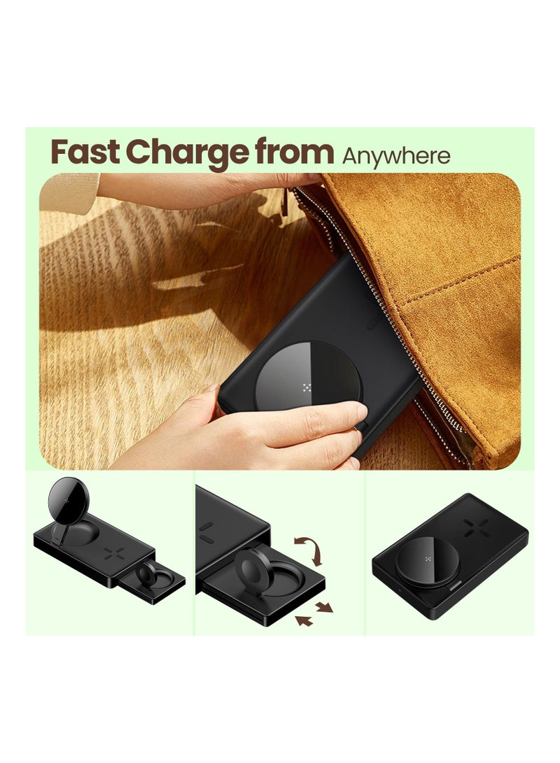 SYOSI 3-in-1 Wireless Magnetic Charging Station Mag-Safe Magnetic Charger Stand for iPhone 14 13 12 Pro Max/Pro/Mini/Plus- Charging Pad for Watch- Fast Wireless Charger for AirPods - Image 5