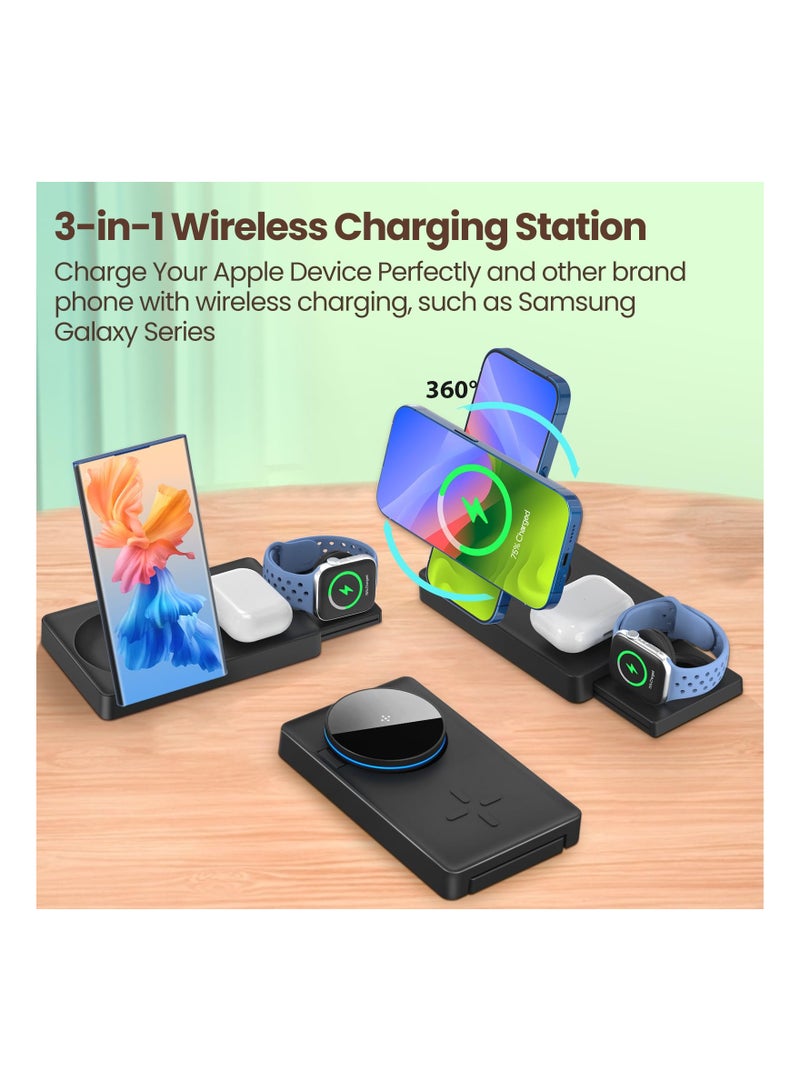 SYOSI 3-in-1 Wireless Magnetic Charging Station Mag-Safe Magnetic Charger Stand for iPhone 14 13 12 Pro Max/Pro/Mini/Plus- Charging Pad for Watch- Fast Wireless Charger for AirPods - Image 4