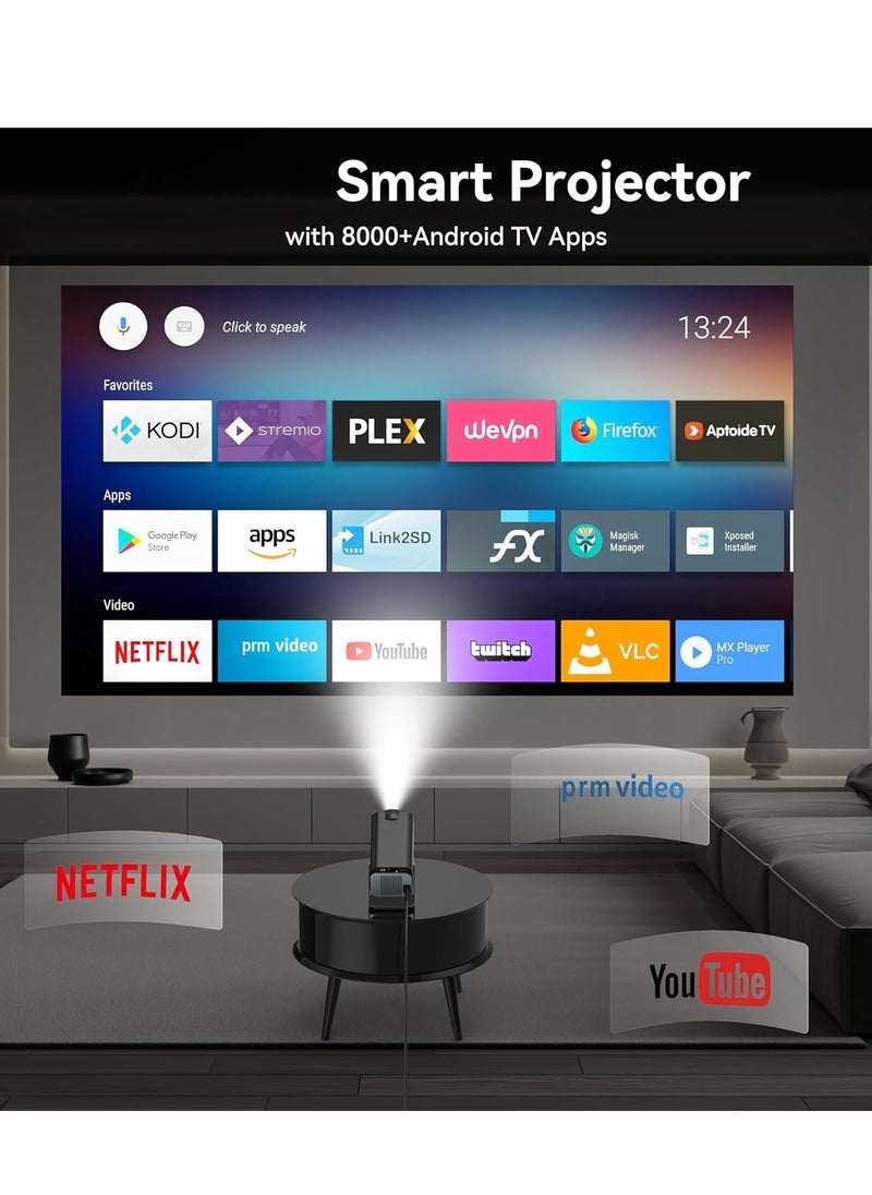 ELTRAZONE - HY320 Mini Projector: 4K Native Resolution, Android TV 11.0, 10000 Lumens, and Bluetooth Connectivity - Image 1