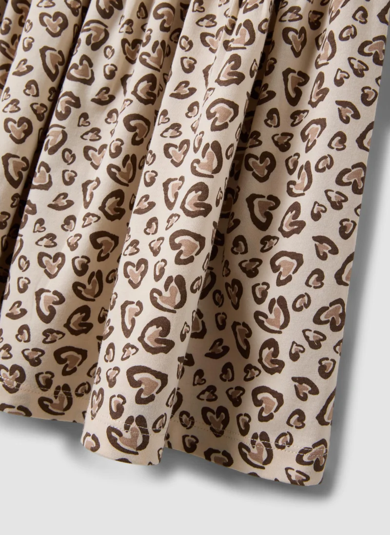 Ovs  OVS Beige Pure Cotton Mini Dress With Heart Print for Women | Best Price UAE