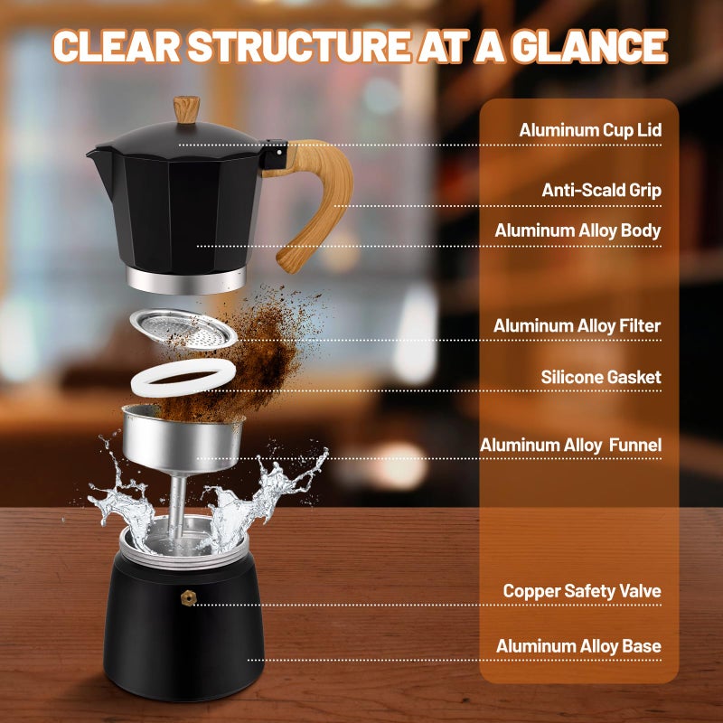 DITOSH 3 Cup Aluminum Espresso Stovetop Moka Pot Express Coffee Maker Percolator Italian Classic Mocha Coffee Machine for Italian and Cuban Cafe Brewing for Home & Camping 150ml 5oz - Image 3