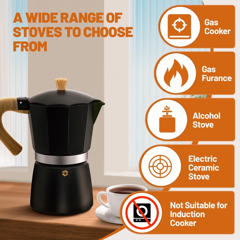 DITOSH 3 Cup Aluminum Espresso Stovetop Moka Pot Express Coffee Maker Percolator Italian Classic Mocha Coffee Machine for Italian and Cuban Cafe Brewing for Home & Camping 150ml 5oz - Image 4