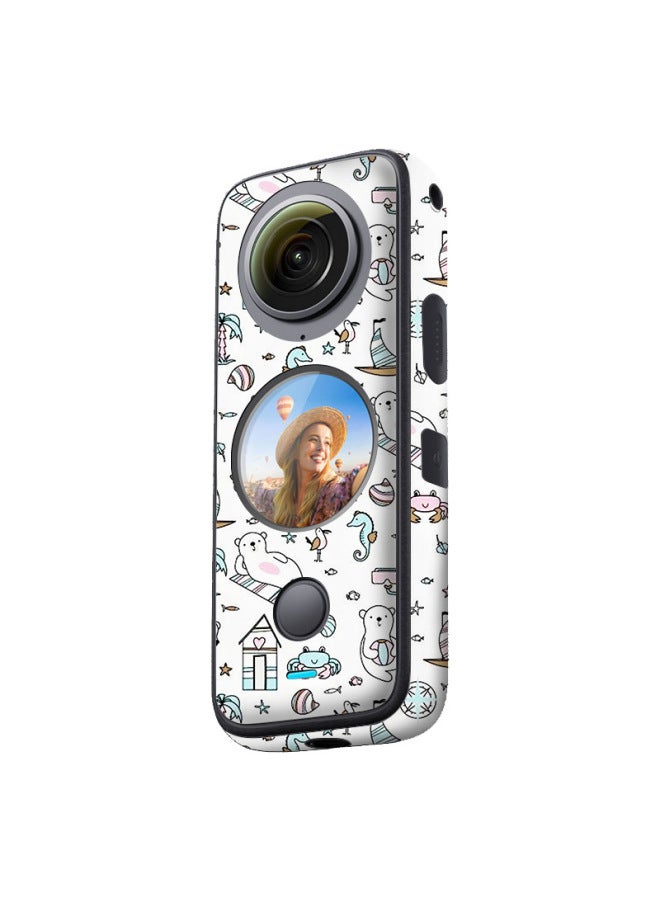 Walking Donkey Suitable For Shadow Stone 360X2 Sports Camera Color Skin All-inclusive Cartoon Protective Film-Color:Bear Color - Image 1