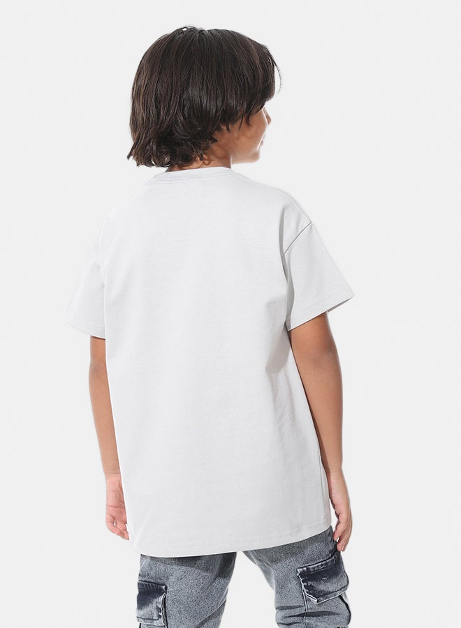 Andora Printed Slip On Light Grey Boys Oversized T-Shirt_Grey - Image 4