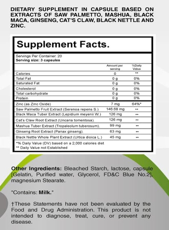 Prosta Eros - ProstaEros- Prostate Support Supplement - 7 Natural Ingredients - Black Maca, Saw Palmetto, Mashua, Cat's Claw, Gingseg, Black Nettle and Zinc Capsules 90 Count (Pack of 1) - Image 4