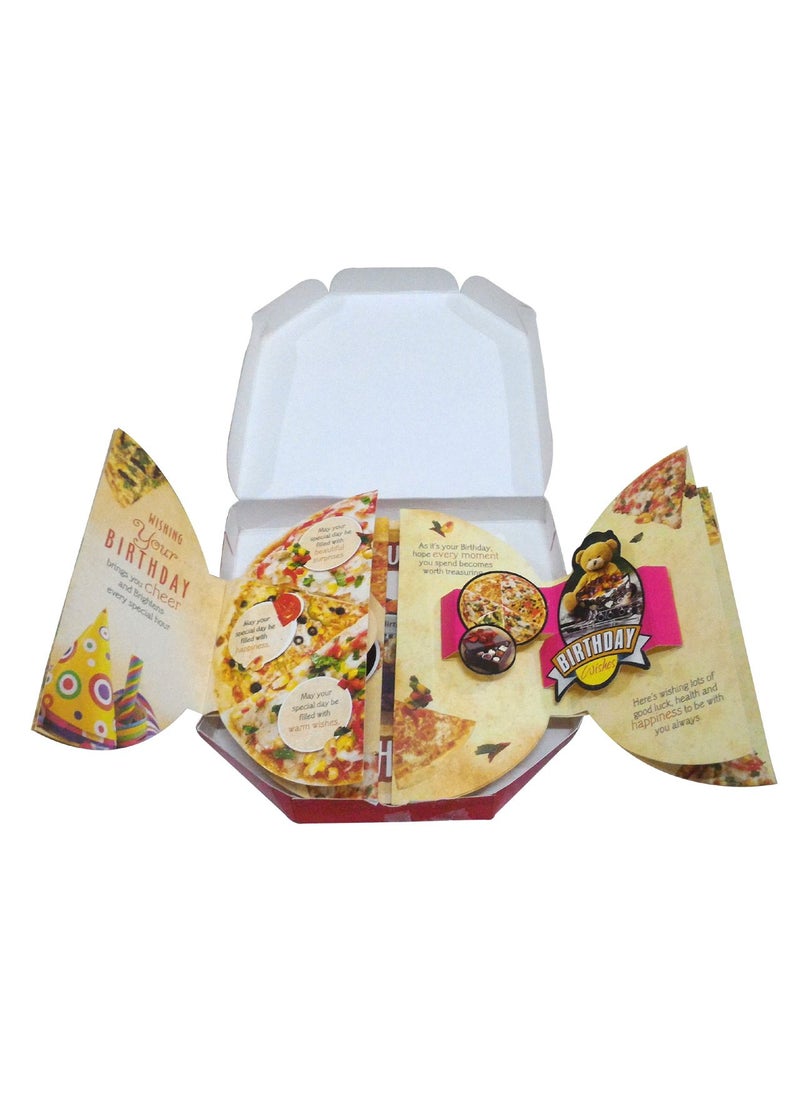Saugat Traders - Saugat Traders Birthday Gift Combo - Happy Birthday Pink Teddy Bear with Pizza Theme Greeting Card for Girl-Boy-Friend-Fiance-Couple - Image 1