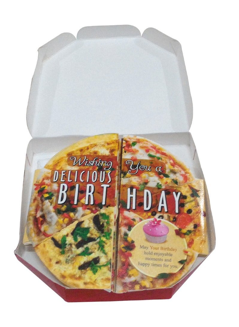 Saugat Traders - Saugat Traders Birthday Gift Combo - Happy Birthday Pink Teddy Bear with Pizza Theme Greeting Card for Girl-Boy-Friend-Fiance-Couple - Image 1