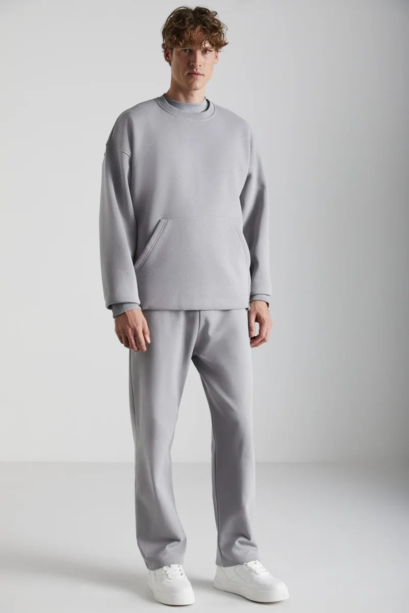 جريميلانج SANTIAGOS Men's Cotton-Polyester Dark Grey Sweatshirt