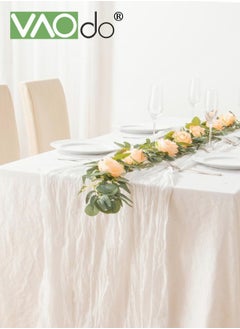 VAOdo Translucent Table Runner Chessian Tablecloth for Wedding Reception Bridal Shower Party Decoration Table Centerpiece 90*340CM White  - Image 1
