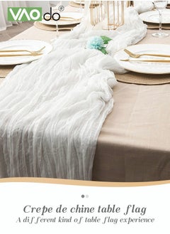 VAOdo Translucent Table Runner Chessian Tablecloth for Wedding Reception Bridal Shower Party Decoration Table Centerpiece 90*340CM White  - Image 4