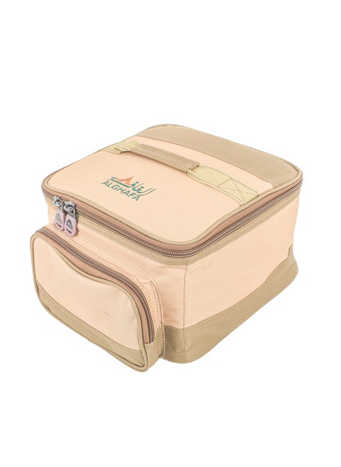 Camping Tool Bag, Camping and Travel Cooking Organizer, Travel Bag with Mesh Pockets, Portable Bag for Cooking, Barbecue and Kitchen Tools, 17*26*26cm, Oxford Canvas, PVC Lining, Khaki Color, Gafa