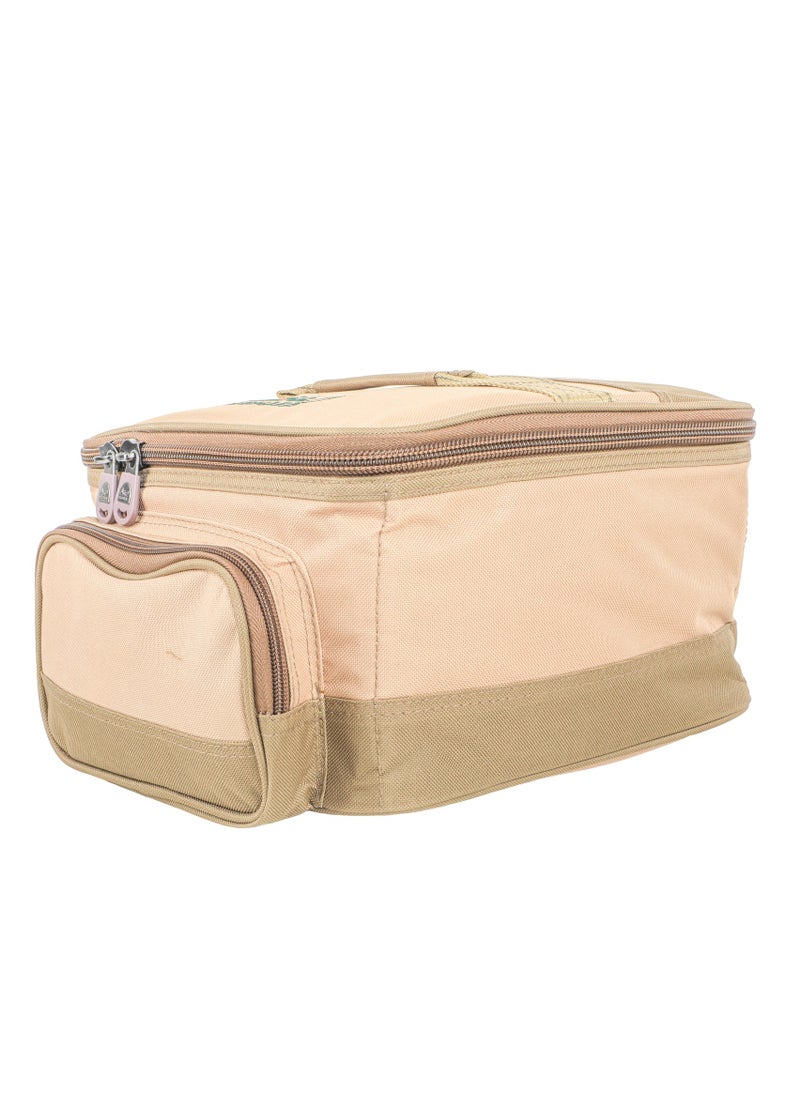 Camping Tool Bag, Camping and Travel Cooking Organizer, Travel Bag with Mesh Pockets, Portable Bag for Cooking, Barbecue and Kitchen Tools, 17*26*26cm, Oxford Canvas, PVC Lining, Khaki Color, Gafa