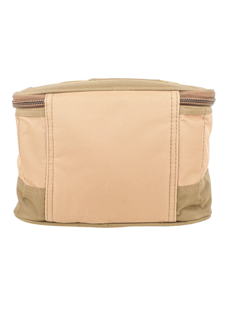 Camping Tool Bag, Camping and Travel Cooking Organizer, Travel Bag with Mesh Pockets, Portable Bag for Cooking, Barbecue and Kitchen Tools, 17*26*26cm, Oxford Canvas, PVC Lining, Khaki Color, Gafa