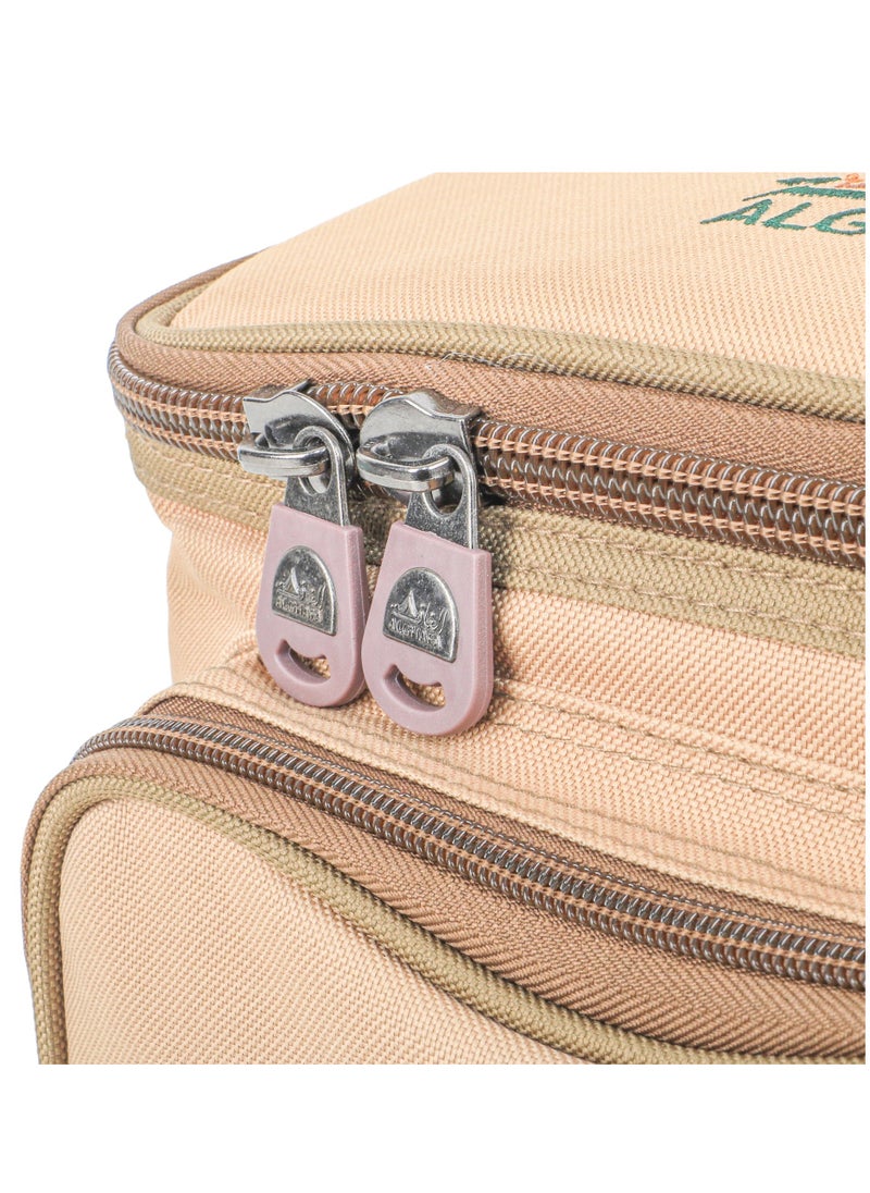 Camping Tool Bag, Camping and Travel Cooking Organizer, Travel Bag with Mesh Pockets, Portable Bag for Cooking, Barbecue and Kitchen Tools, 17*26*26cm, Oxford Canvas, PVC Lining, Khaki Color, Gafa