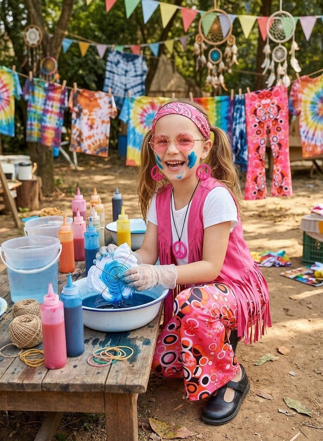 Cuteshower Girl Hippie Costume 70s 60s Hippie Outfits Halloween Party Outfit (8-9 Years) - Image 4