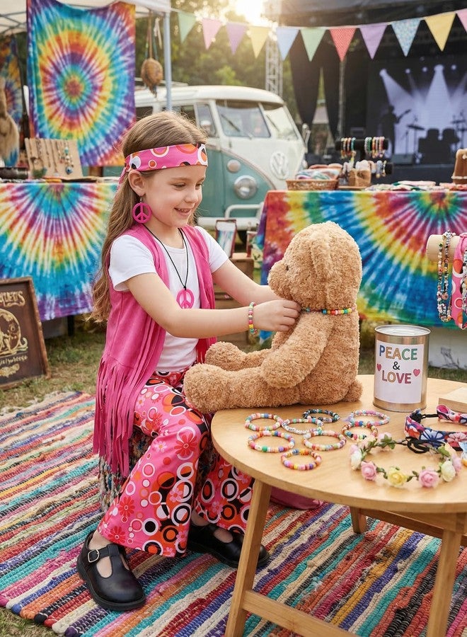 Cuteshower Girl Hippie Costume 70s 60s Hippie Outfits Halloween Party Outfit (8-9 Years) - Image 3