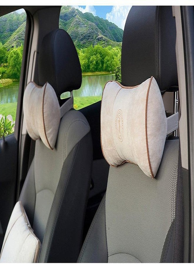 ALIBO Chairs Recliner Neck Rest Back Pillow Pain Relief Supports Car Airplane Travel Curve Pillow with Adjustable Elastic Strap Head Protector Pillow Beige 1 Piece,Firm One - Image 2