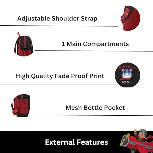 HYDER Kids 10L Cartoon Printed Best Stylish Lightweight Spacious Waterproof Casual/Picnic/School Bag/Backpack for Children Boys And Girls (Super Pilot) - Image 3