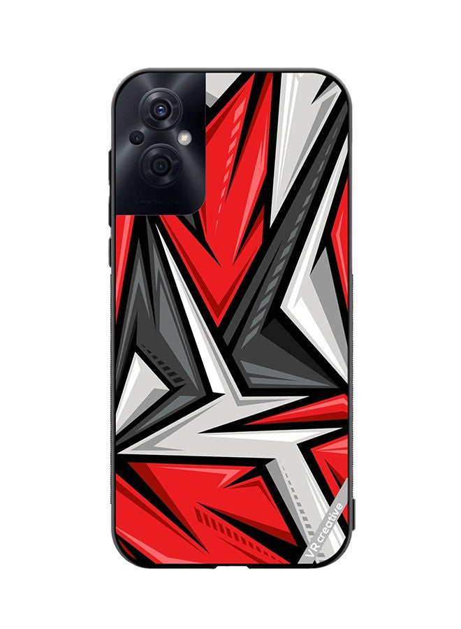 VR CREATIVE Protective Case Cover For Oppo Reno8 Z Texture Sports Racing Style Red Color Design Multicolour - Image 1