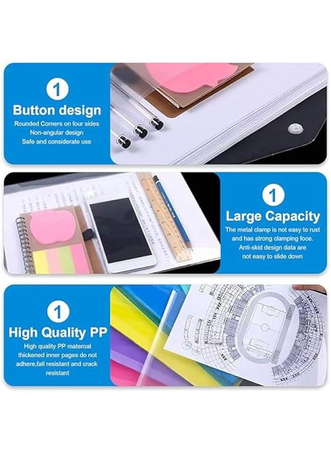 Plastic A4 File Folder, 20 Pack Clear Document Folders with Snap Closure, Waterproof Poly Envelopes Folders, Thin Document Envelopes Folder, File Storage Folder for He, Work, Office