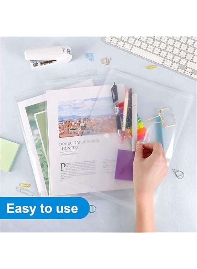 Plastic A4 File Folder, 20 Pack Clear Document Folders with Snap Closure, Waterproof Poly Envelopes Folders, Thin Document Envelopes Folder, File Storage Folder for He, Work, Office